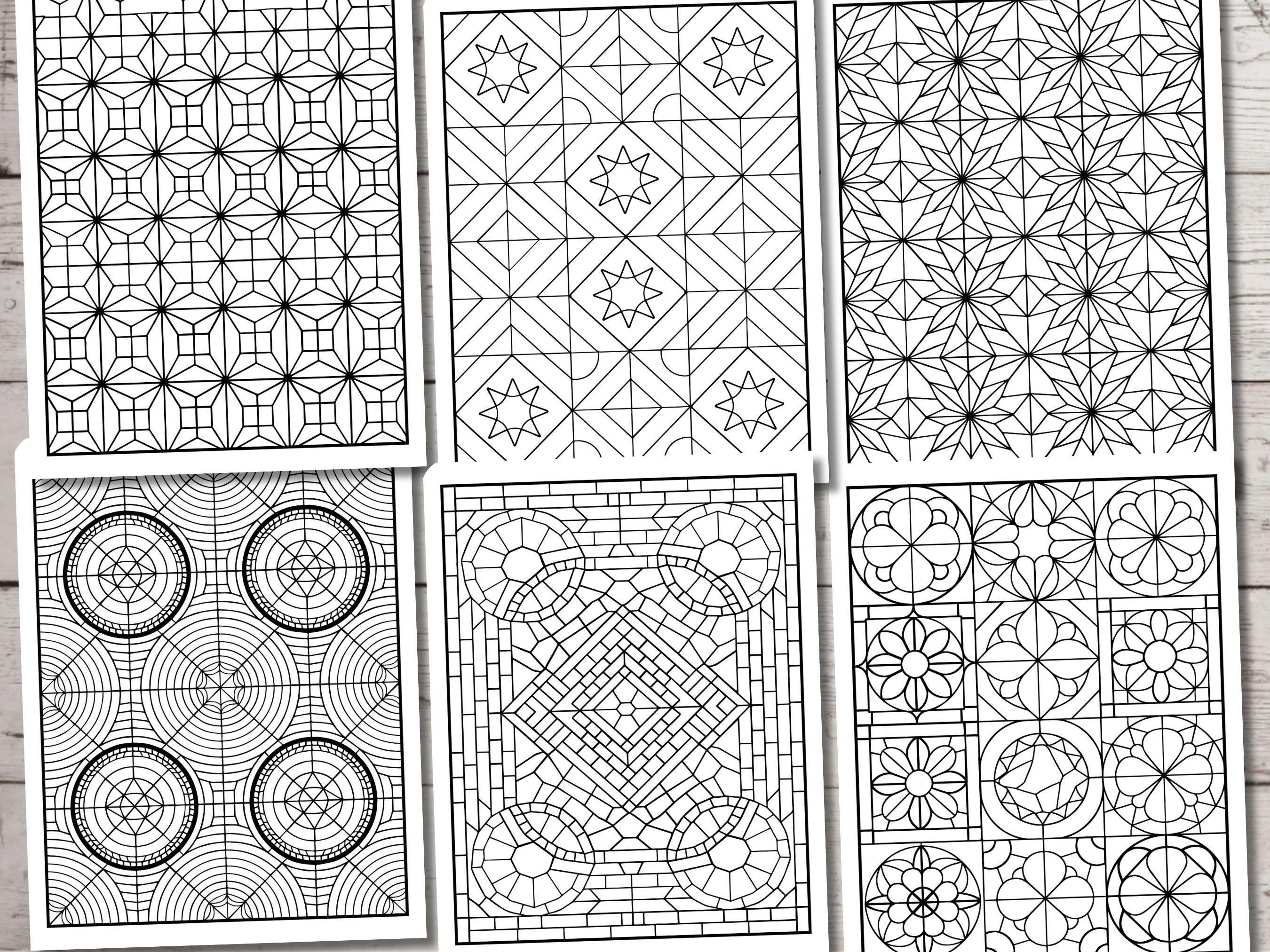 Geometric Tiles Coloring Book: 20 Abstract Pattern Pages (PDF Download ...