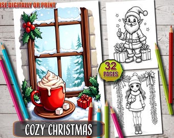 Cozy Christmas Coloring Book: 32 Festive Winter Designs (PDF Download)
