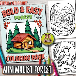 Simple Art Coloring Book: Forest Scenery Coloring Pages with Minimalist Art, Bold and Easy Designs for Relaxation, Perfect for All Ages