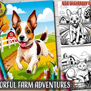 Farm Animals Coloring Book: 30 Fun Pages for Kids (PDF Pattern)