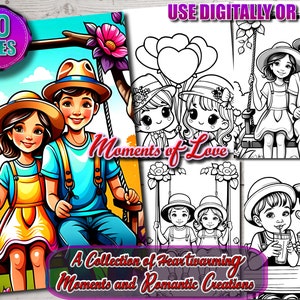 Valentine&#39;s Couple Coloring Book: Moments of Love (PDF & JPG)