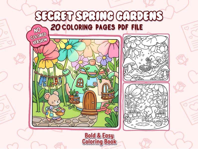 Bold & Easy Coloring Book – Secret Spring Garden Pages | Relaxing ...