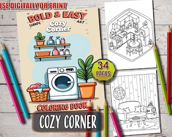 Cozy Corners Coloring Book: Hygge Home Illustrations (PDF Download)