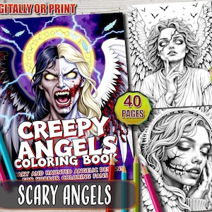 Creepy Angels Coloring Book: Horror Halloween Printable (PDF Download