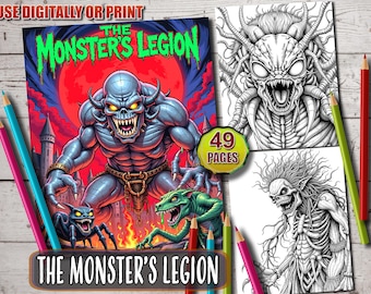 Monster Malbuch: 49 gruselige Horror Designs (Printable Download)