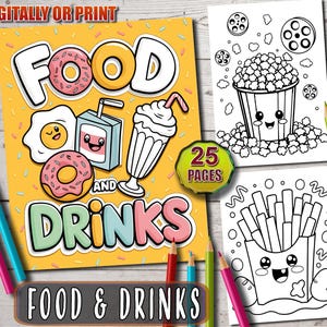 Kawaii Food Coloring Book: Bold and Fun Food & Drink Illustrations, Easy Coloring Pages for Kids and Adults, Adorable Fast Food, Simple Art