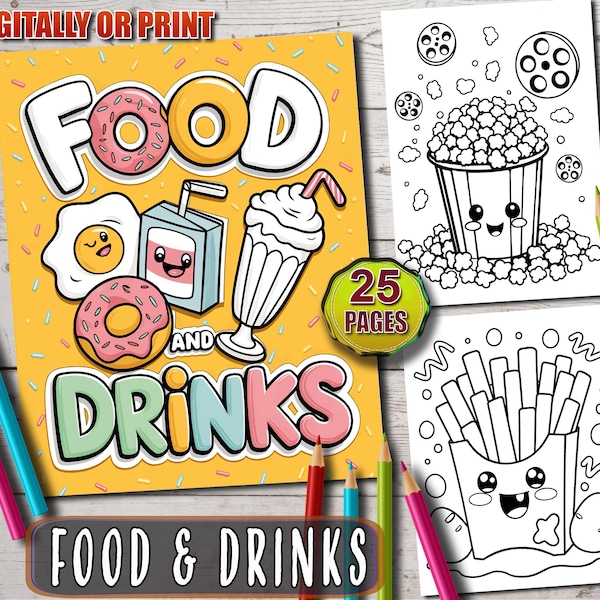 Funny Foods Coloring Pages Etsy