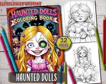 Haunted Dolls Coloring Book: Creepy Horror Art for Adults (PDF Download A4 300 DPI)
