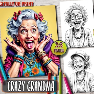 Funny Grayscale Old Ladies Coloring Book: 35 Quirky Portraits (Printable PDF)