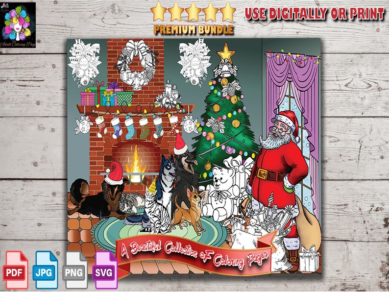 Christmas Coloring Page Printable Adult Colouring Pages Instant ...