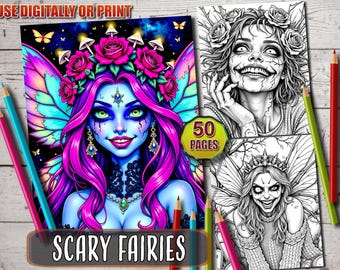 Creepy Gothic Fairies Coloring Book: Spooky Fantasy Art for Adults (PDF Download