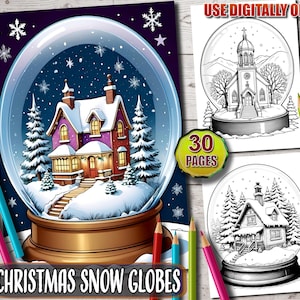 Christmas Snow Globes Coloring Pages: 30 Winter Scenes (PDF Download)