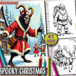 Spooky Christmas Coloring Book: 41 Creepy Holiday Designs (PDF Digital Download)