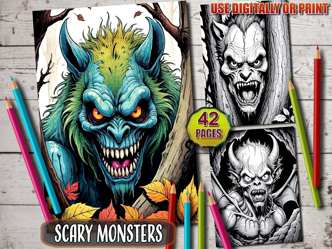 42 Scary Monsters Coloring Pages, Creepy and Spooky Monster Coloring ...