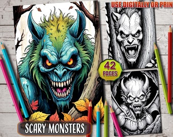 Scary Monster Coloring Pages: 42 Creepy Designs for Adults (Printable PDF)