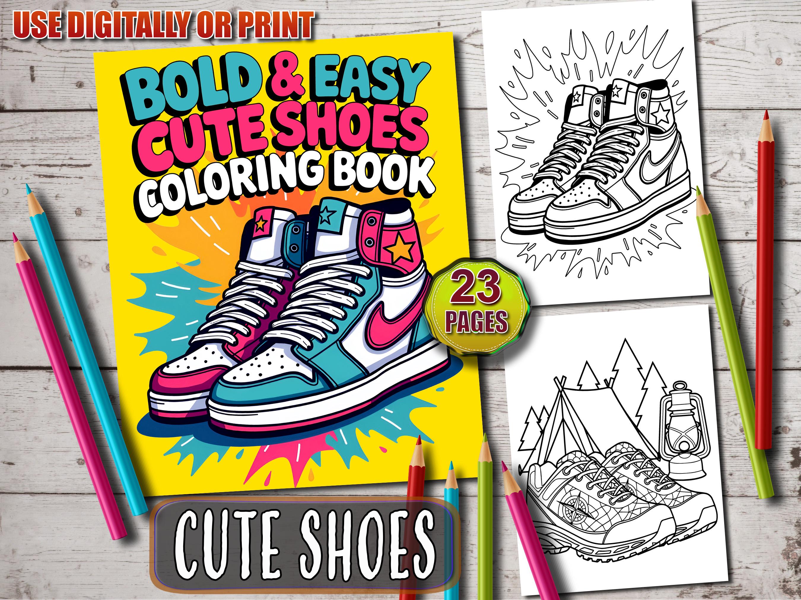 Kawaii Shoes Coloring Book: 23 Adorable Printable Pages (PDF) - Etsy