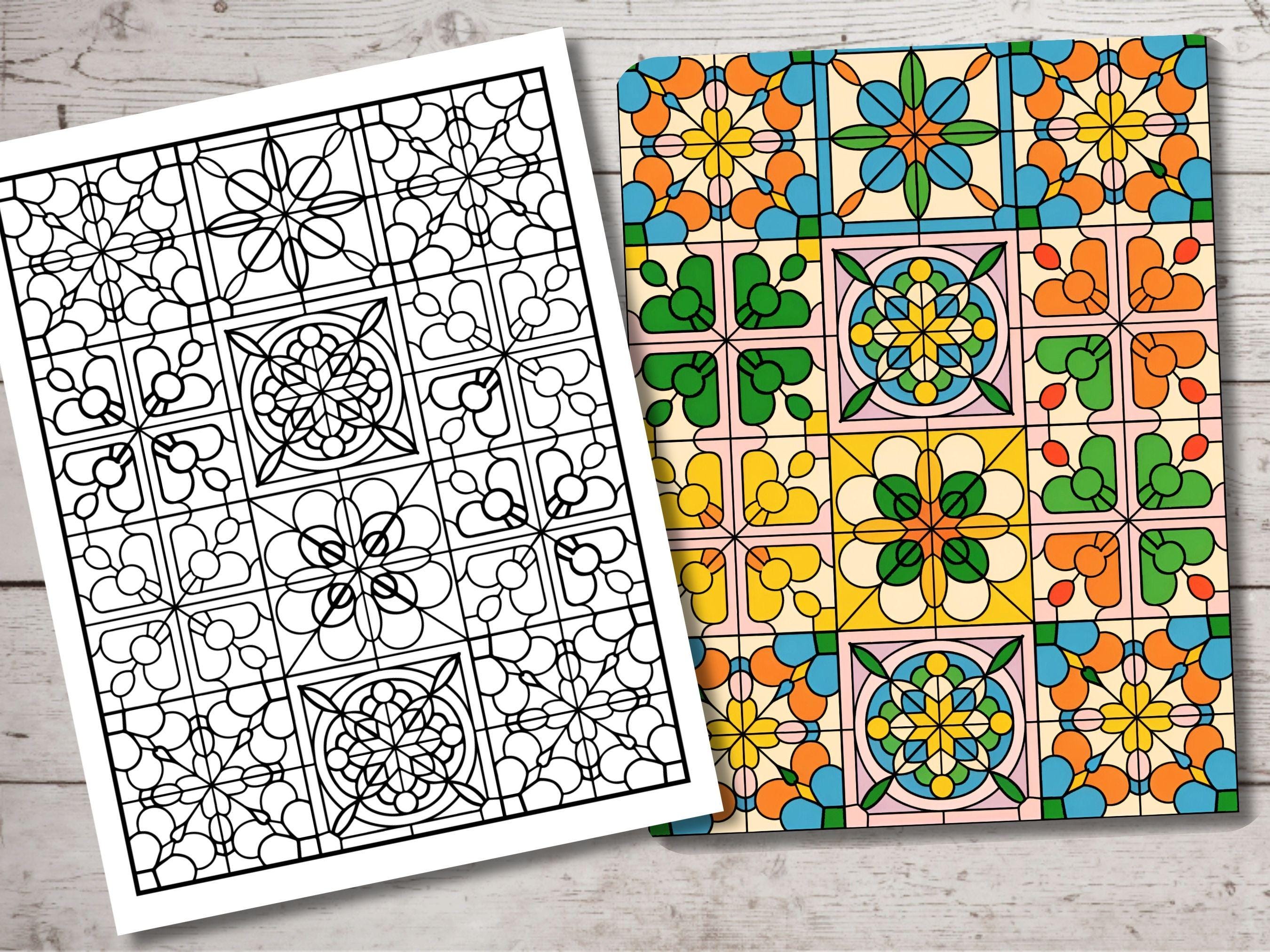 Geometric Tiles Coloring Book: 20 Abstract Pattern Pages (PDF Download ...