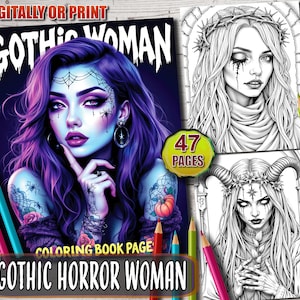 Creepy Gothic Beauties Coloring Book: 47 Horror Art Pages for Adults