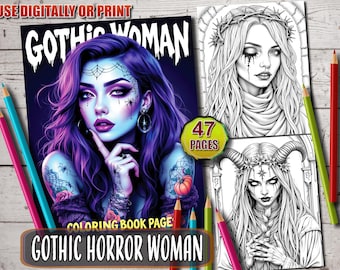 Creepy Gothic Beauties Coloring Book: 47 Horror Art Pages for Adults