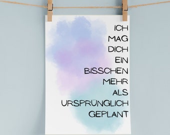 Digitale Postkarte "Ich mag dich ein bisschen mehr..." / Valentinstagskarte / Grußkarte / Geschenkkarte / Kunstdruck