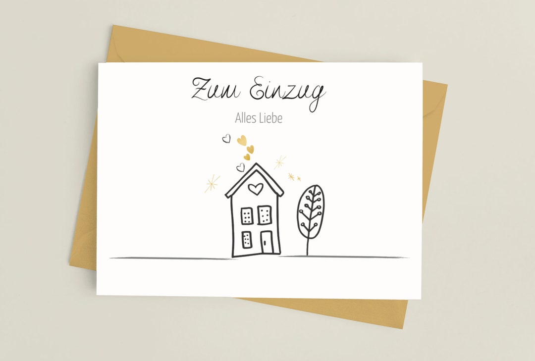 Postkarte zum ausdrucken Zum Einzug Grußkarte DIN A6 - Etsy.de