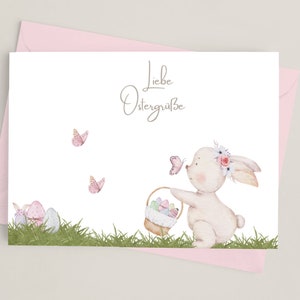 Biglietto di Pasqua "Ragazza di Pasqua" | Cartolina di Pasqua digitale | Cartolina acquerello | Auguri di Pasqua in PDF | Buona Pasqua
