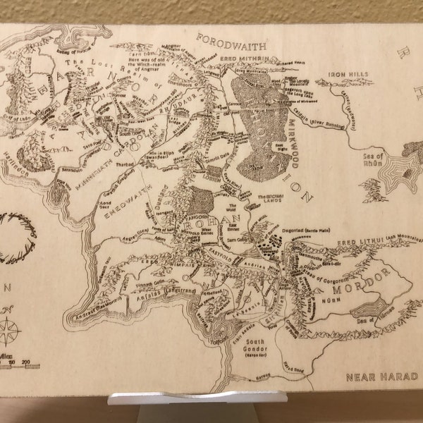 Digital File Map of Middle Earth - Lord of the Rings - AI, DXF, SVG Formats for Laser Cutting