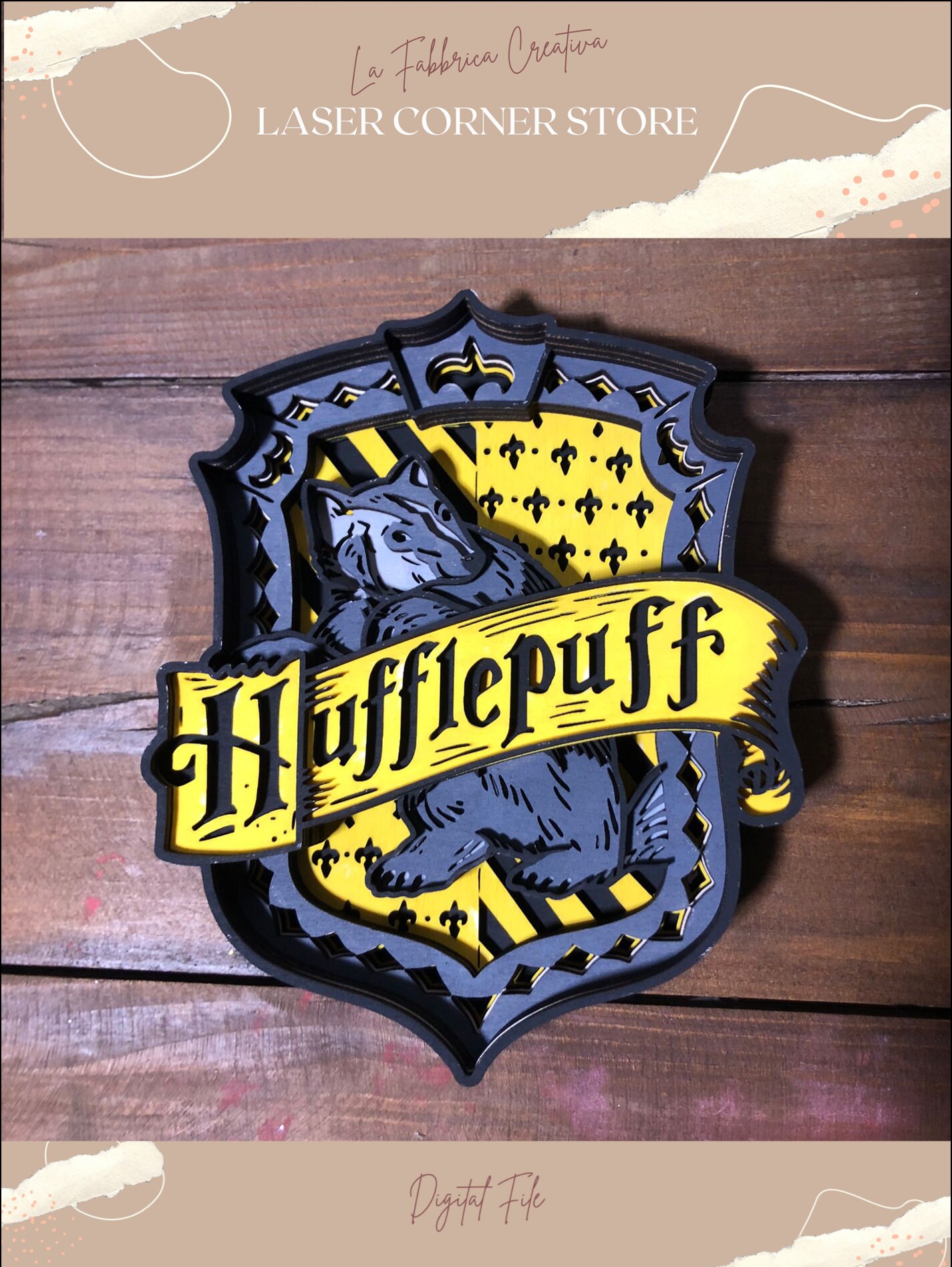 Hufflepuff Crest Digital File: Perfect for Cricut/laser Cut Crafts ...