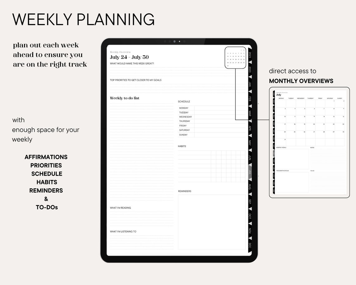 Digital Dated Planner 2023 Goodnotes Planner Ipad Planner Etsy