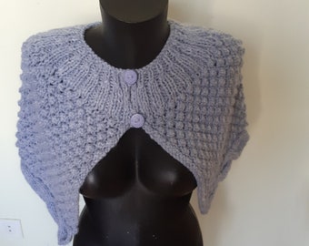 Hand knitted blue shoulder warmers