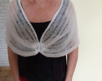 White knitted silk and mohair cape
