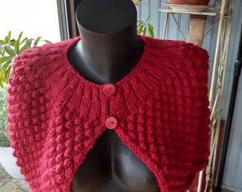 Hand knitted red shoulder warmers