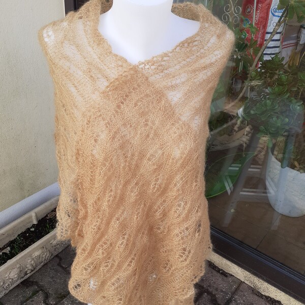 Etole soie et mohair marron caramel caramel tricotee mains