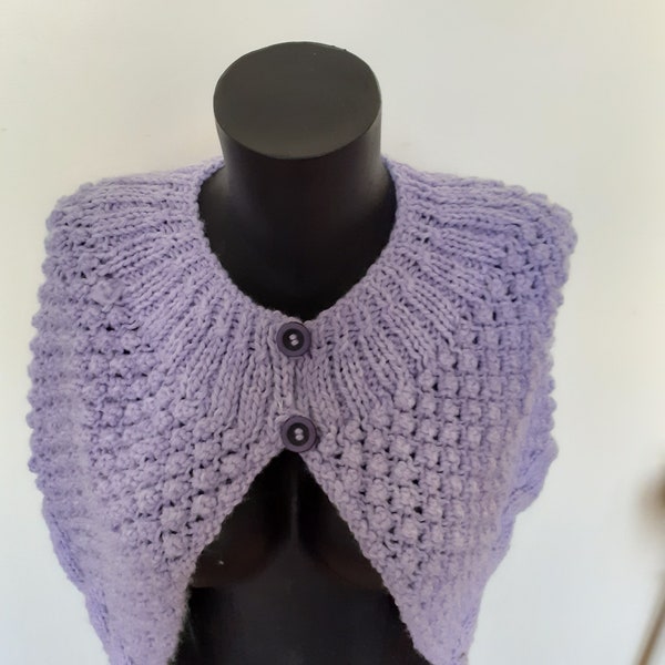 Chauffe epaules  lilas tricote mains