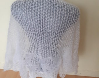 Hand-knitted silk and mohair shawl for weddings