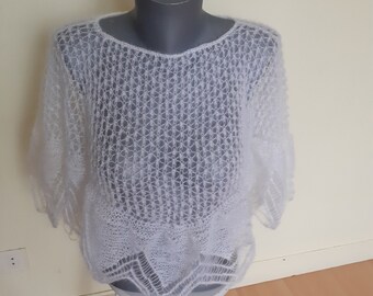 Hand-knitted white cape for wedding
