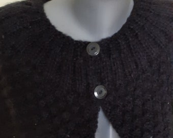 hand knitted black shoulder warmers