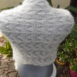 Hand-knitted off-white silk and mohair stole image 4