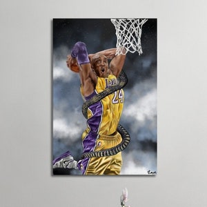 Kobe Bryant Artwork, NBA art, Canvas Print, NBA Fan Gift, Wall Art, Kobe Bryant Wall Art, NBA Wall Art