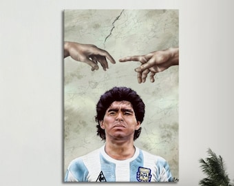 Impression D'art A4 Diego Maradona - Style Aquarelle - Naples - Cadeau Fan Football