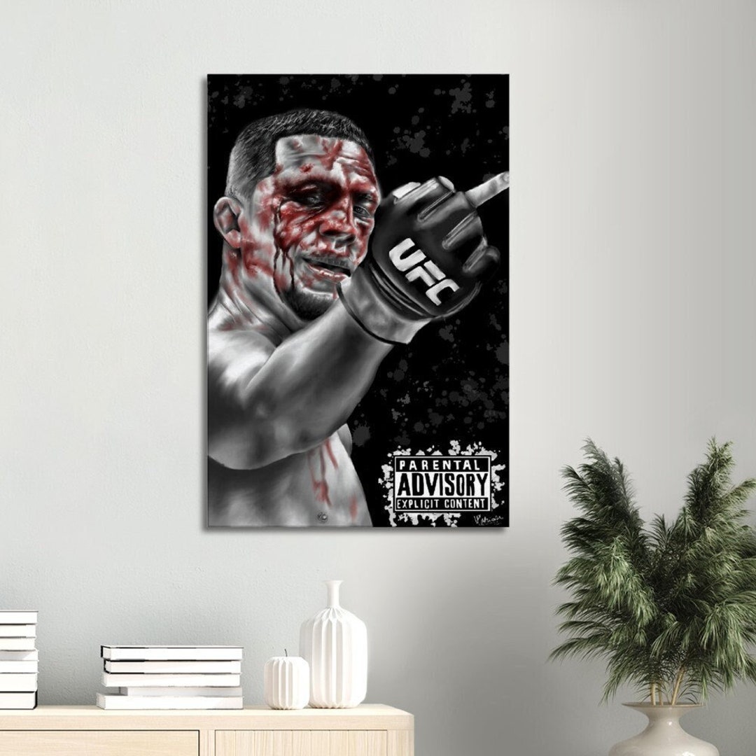 Nate Diaz UFC Artwork Canvas Print, UFC Fan Gift, Wall Art, UFC Wall