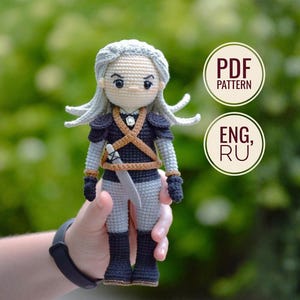 The Witcher Crochet Pattern – Geralt Amigurumi Doll PDF, Fantasy Crochet Tutorial, Wizard Warrior Toy, ENG/RU tutorial