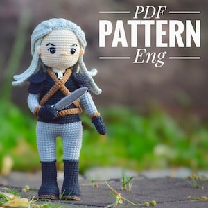 The Witcher Crochet Pattern – Geralt Amigurumi Doll PDF, Fantasy Crochet Tutorial, Wizard Warrior Toy