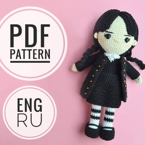 Pattern Wednesday. PDF pattern doll, crochet pattern Wednesday, amigurumi pattern