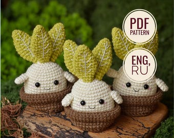 Crochet plant in Pot Pattern | Amigurumi Plant PDF Tutorial | Cute Crochet Flower Pattern PDF, Eng/Ru