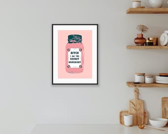 Bitch I am the Secret Ingredient Retro Coloured Digital Printable Wall Decor - Wall Art for the modern interior
