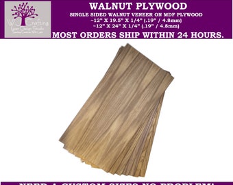 Walnut 1/4 Inch SINGLE Sided With MDF Core, Premium Grade A1, GlowForge / Laser / CNC Ready