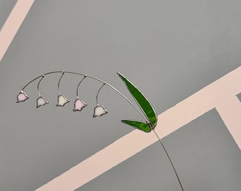 Iridescent Stained Glass Lily of the Valley, Floral Sun Catcher