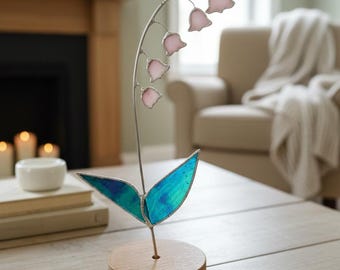 Stained Glass Lily of the Valley Suncatcher: Iridescent Floral Art
