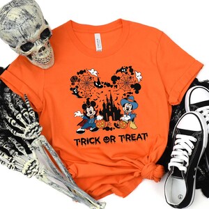 Trick Or Treat Halloween Family Shirt, Disney Halloween Party Matching Tee, Mickey & Minnie Halloween Shirts